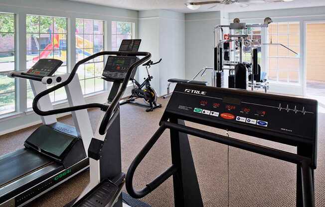 Fitness center with workout equipment