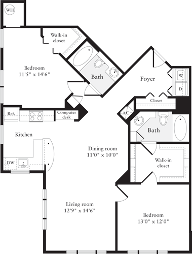 2 beds, 2 baths, 1,155 sqft, $3,308, Unit 301