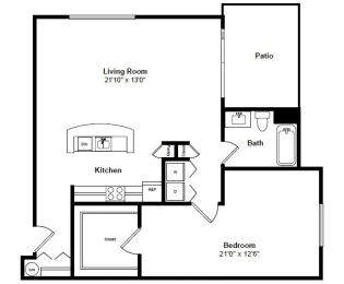 1 bed, 1 bath, 825 sqft, $2,520