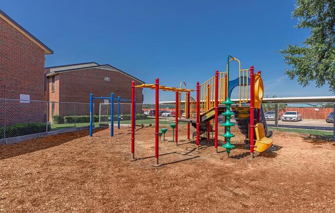 a playground at a beach