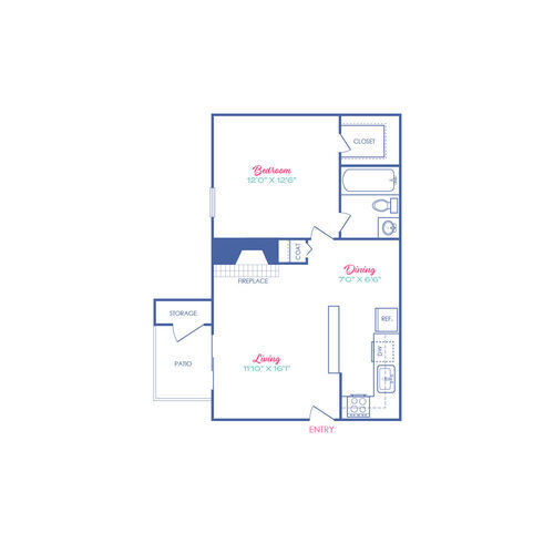 1 bed, 1 bath, 556 sqft, $854