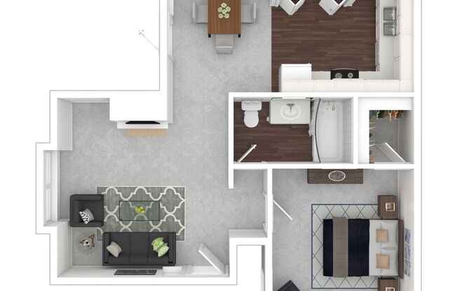 1 bed, 1 bath, 597 sqft, $1,599