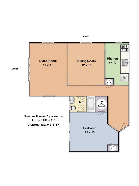 1 bed, 1 bath, 550 sqft, $1,600, Unit 414