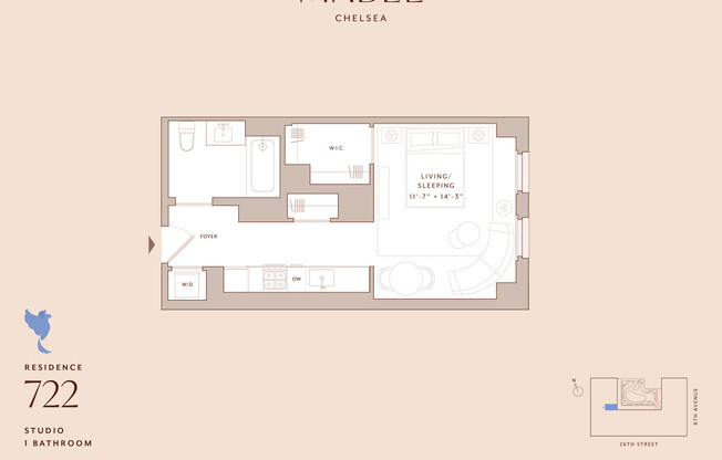 Studio, 1 bath, $4,754, Unit 722