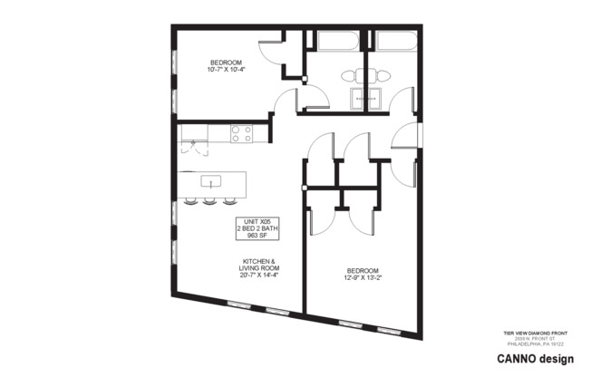 2 beds, 2 baths, 963 sqft, $2,050, Unit 405