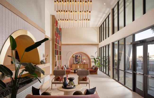 Soaring ceilings, curated desert details, and light-filled spaces set the tone at Modera Rio Salado.