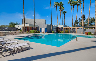 the swimming pool at our apartments in palm springs