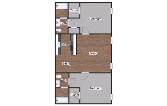 2 beds, 2 baths, 821 sqft, $1,280