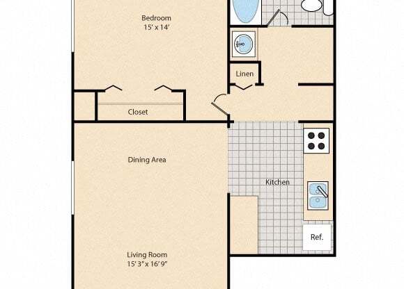 1 bed, 1 bath, 677 sqft, $1,077