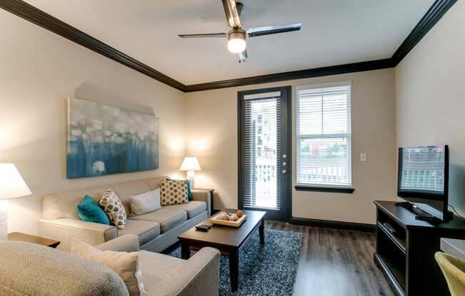 a living room with a couch and a coffee table