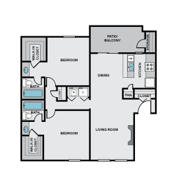 2 beds, 2 baths, 1,060 sqft, $1,475