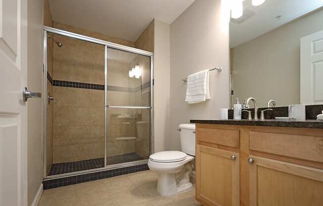 The Residences at 668 Standard Model Master Bathroom at The Residences at 668 Apartments, Cleveland
