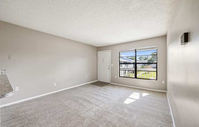 the living room of our studio apartment atrium with a large window