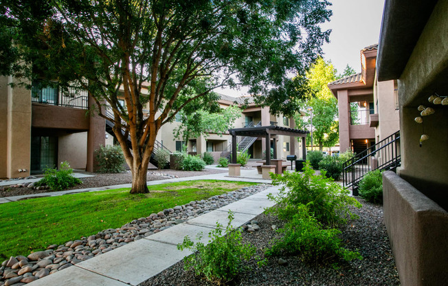 Beautiful Lawns and Courtyards at Gated Apartments in Tucson