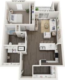 1 bed, 1 bath, 870 sqft, $1,663