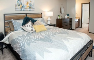 Master bedroom with walk-in closet and sink, Aspenwoods Apartments, Eagan, MN