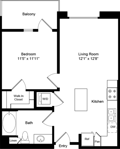1 bed, 1 bath, 640 sqft, $2,837, Unit 1513