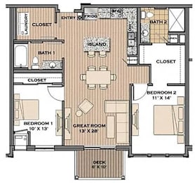 2 beds, 2 baths, 1,051 sqft, $2,192
