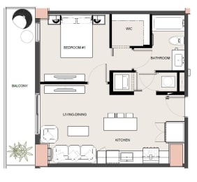 1 bed, 1 bath, 580 sqft, $2,641