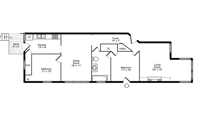 2 beds, 1 bath, $1,750, Unit 435-2S