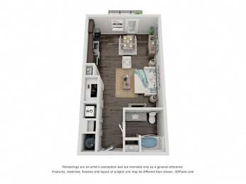 Studio, 1 bath, 576 sqft, $1,381