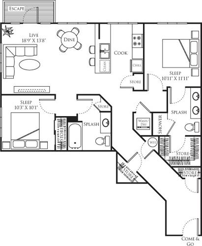2 beds, 2 baths, 1,193 sqft, $3,412, Unit 211