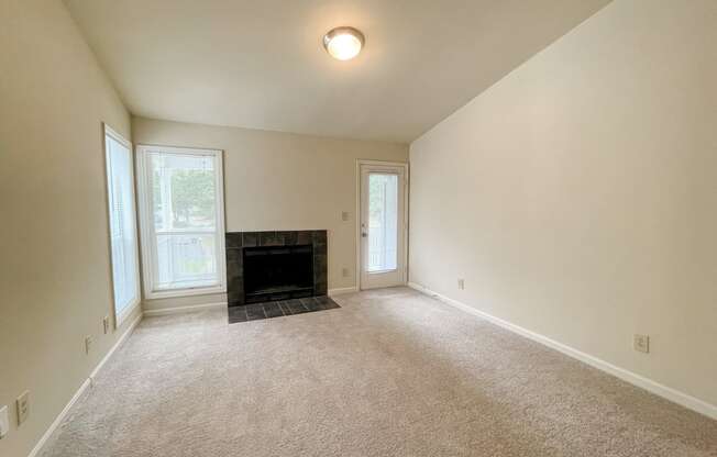 Drayton living space with vaulted ceilings located in Duluth, GA 30096