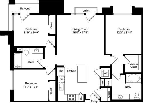 3 beds, 2 baths, 1,312 sqft, $4,778, Unit 3202