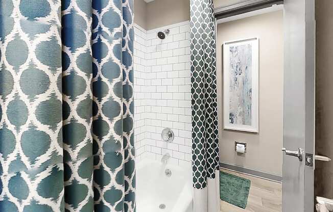 Bathroom with tile surround tub/shower at The Madison Franklin, TN