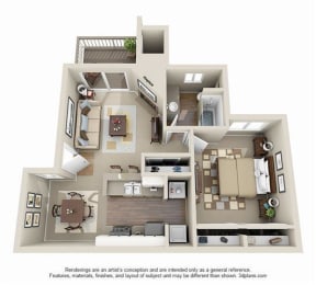 1 bed, 1 bath, 717 sqft, $1,424