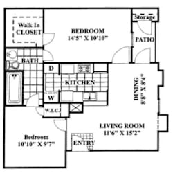2 beds, 1 bath, 824 sqft, $1,400