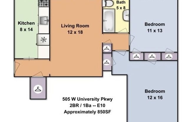 2 beds, 1 bath, 800 sqft, $1,650, Unit E20