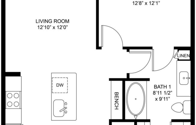 1 bed, 1 bath, 698 sqft, $1,385