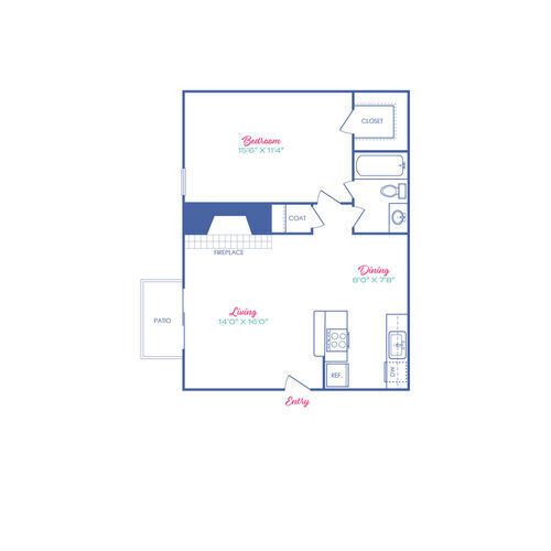 1 bed, 1 bath, 645 sqft, $742