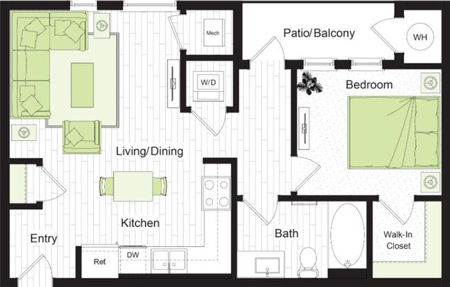 1 bed, 1 bath, 642 sqft, $1,576, Unit 2308