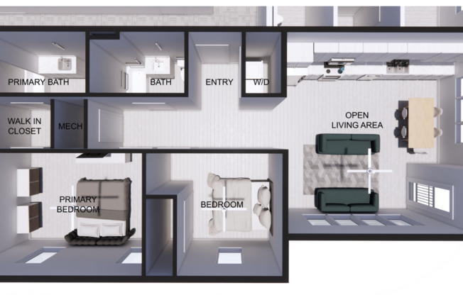 2 beds, 2 baths, 896 sqft, $1,950, Unit 205