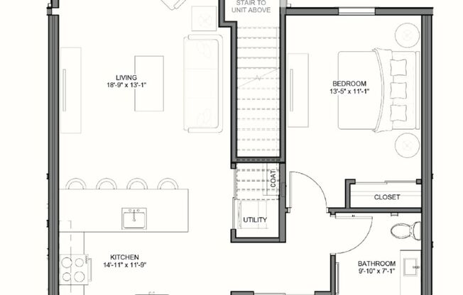 1 bed, 1 bath, 828 sqft, $1,700, Unit C110