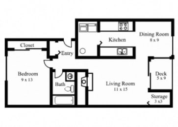 1 bed, 1 bath, 695 sqft, $1,459