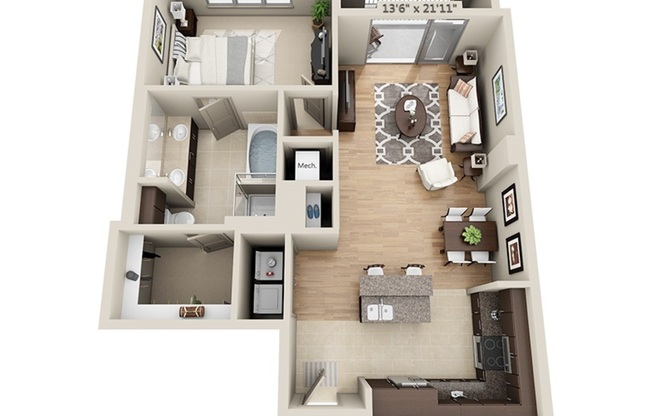 1 bed, 1 bath, 1,032 sqft, $3,525