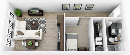 Studio, 1 bath, 577 sqft, $1,740, Unit 307