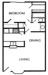 1 bed, 1 bath, 616 sqft, $780