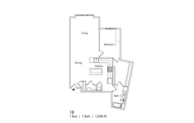 1 bed, 1 bath, 1,058 sqft, $3,250, Unit 307