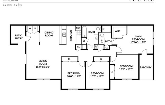 4 beds, 2 baths, 1,370 sqft, $2,585