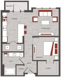 1 bed, 1 bath, 768 sqft, $1,523
