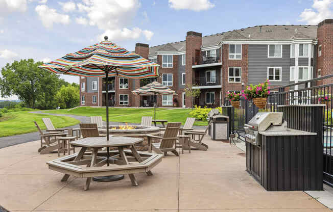 Outdoor Grill With Intimate Seating Area at The Riverwood, Lilydale, 55118