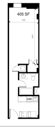 Studio, 1 bath, 255 sqft, $1,288