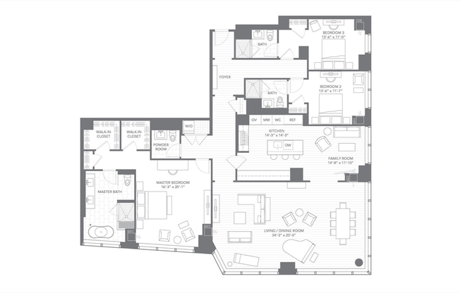 3 beds, 3.5 baths, 2,663 sqft, $19,750, Unit 5106