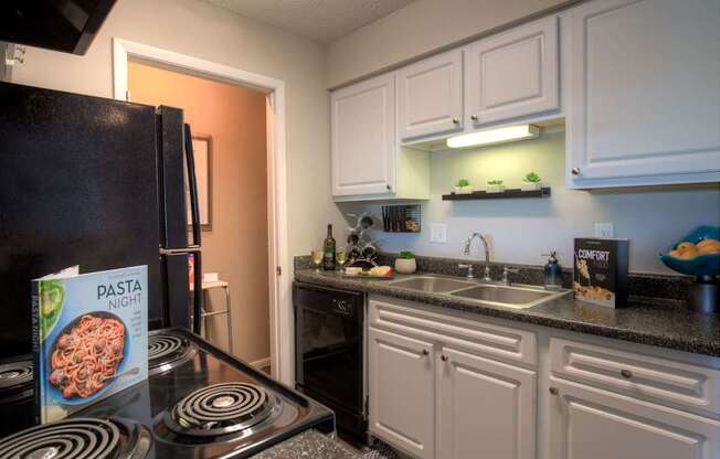 Meal prep is easy on spacious kitchen countertops.