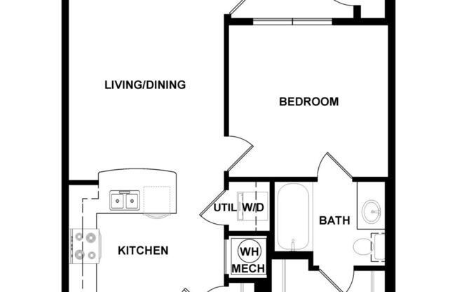 1 bed, 1 bath, 664 sqft, $1,040