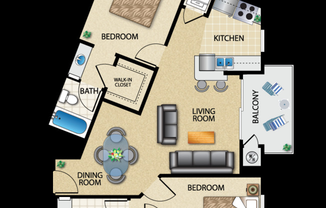 2 beds, 2 baths, 1,062 sqft, $3,169